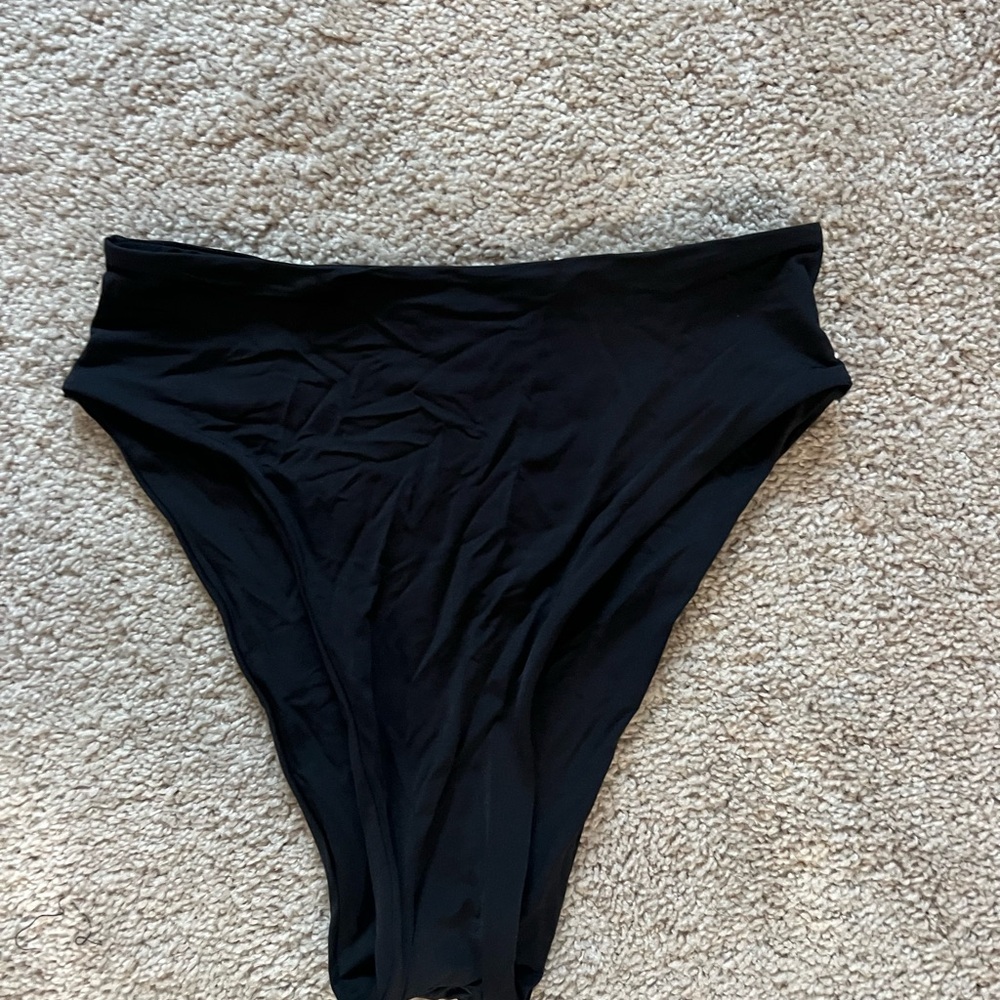 Toluca swim Cora midi Black high waist Bikini Bottom - medium